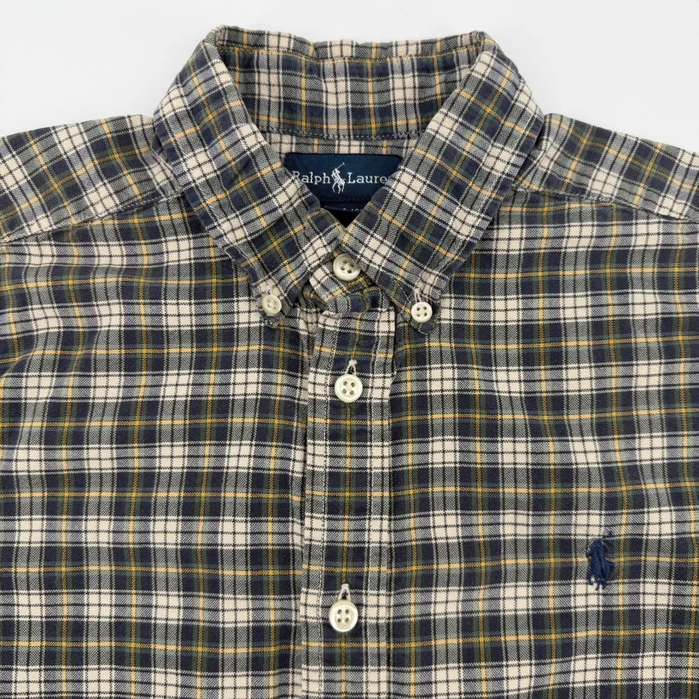 Ralph Lauren Kids Plaid Button Down Shirt Long Sleeve Cotton‎ Size Large 14/16